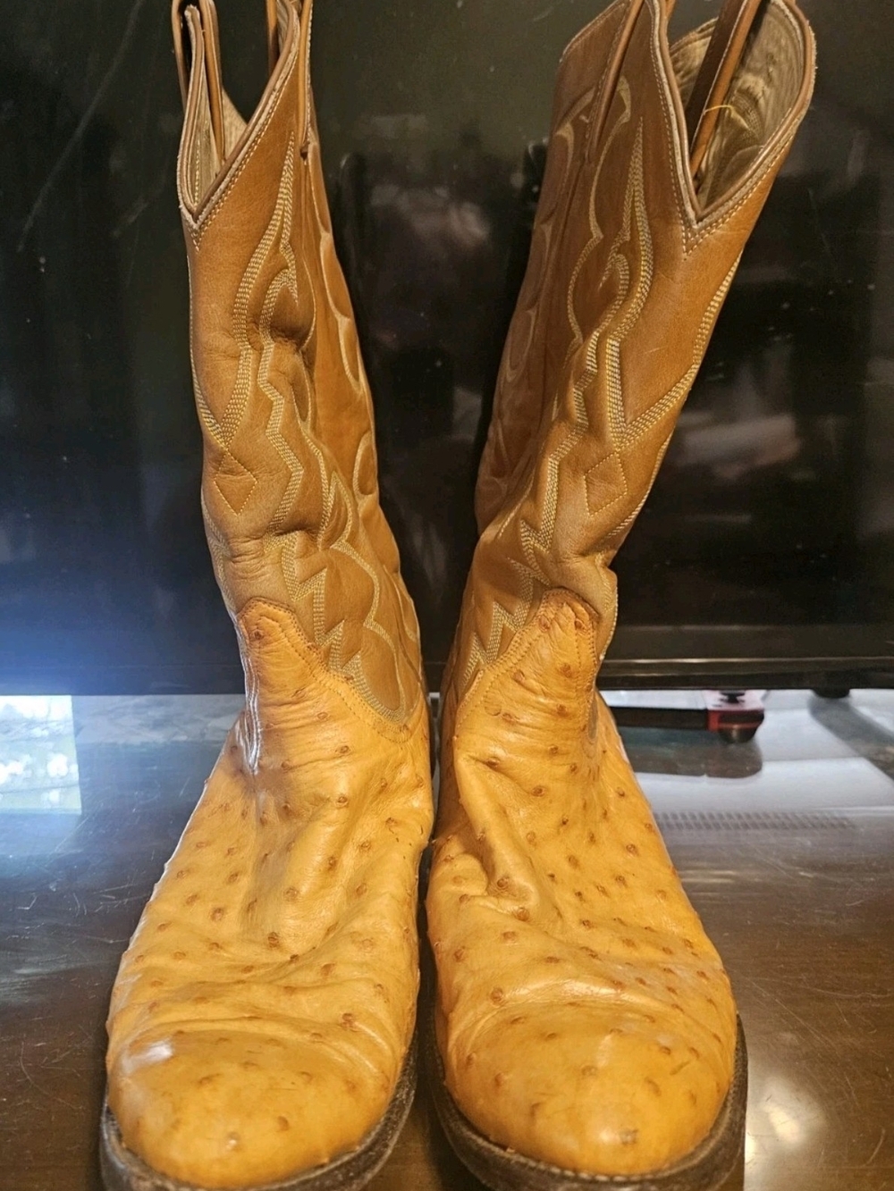 Men's Tony Lama Tan Ostrich Leather Western Boots 11.5 D